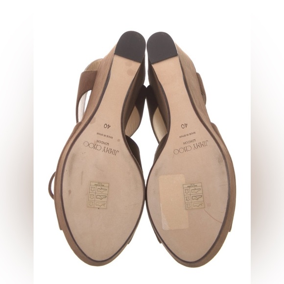Jimmy Choo Nayeem Suede Platform Strappy Wedge Sandals Khaki Brown sz 40 - Picture 6 of 11